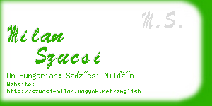 milan szucsi business card